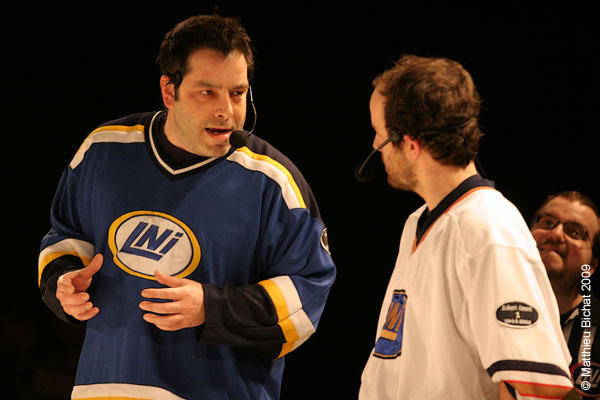 Martin Boily. Match regulier 2 de la saison 2009 de la LNI, opposant l equipe des Blancs a l equipe des Bleus, au Medley de Montreal, le 16 fevrier 2009.