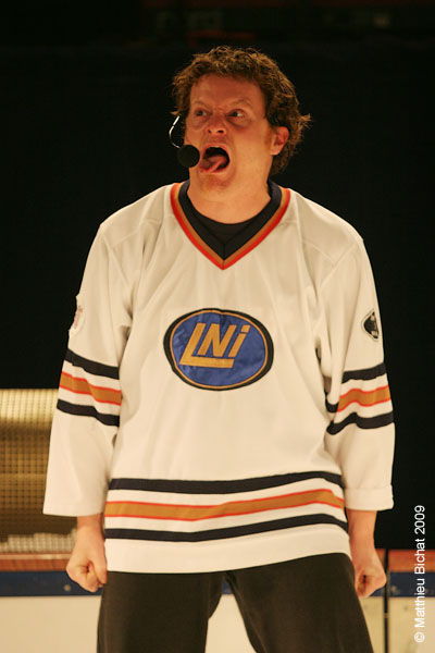 Daniel Malenfant. Match regulier 2 de la saison 2009 de la LNI, opposant l equipe des Blancs a l equipe des Bleus, au Medley de Montreal, le 16 fevrier 2009.