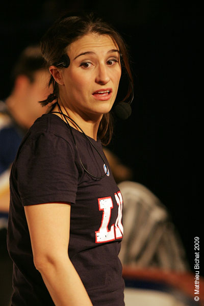 Salome Corbo. Match regulier 2 de la saison 2009 de la LNI, opposant l equipe des Blancs a l equipe des Bleus, au Medley de Montreal, le 16 fevrier 2009.