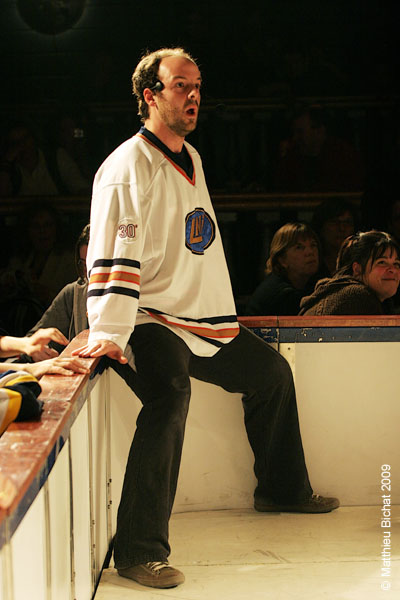 Martin Boily. Match regulier 2 de la saison 2009 de la LNI, opposant l equipe des Blancs a l equipe des Bleus, au Medley de Montreal, le 16 fevrier 2009.