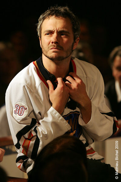 Vincent Bolduc. Match regulier 2 de la saison 2009 de la LNI, opposant l equipe des Blancs a l equipe des Bleus, au Medley de Montreal, le 16 fevrier 2009.