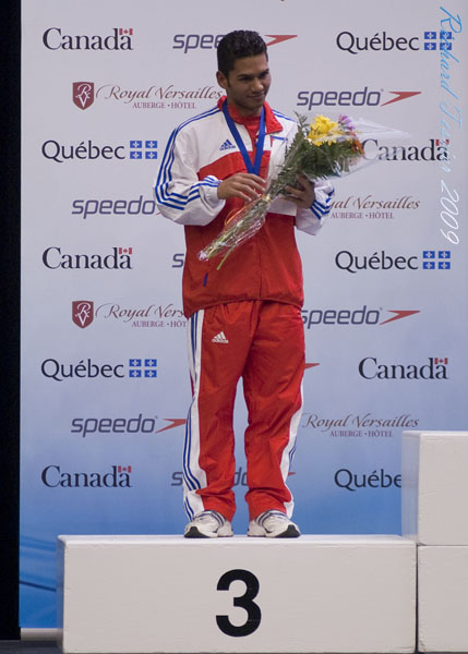 KONICA MINOLTA DIGITAL CAMERA;02 mai 2009; Canada; Centre sportif du stade olympique; Cesar Castro - Brasil; Evgenny Kuznetsov - Russie; Jonathan Ruvalcaba - Mexique; Ken nee Yeoh - Malaisie; Men\'s - Homme Open 3M Finals; Montreal; Province de Quebec; Ross Reuben - Canada; Victor Torannzo - Cuba