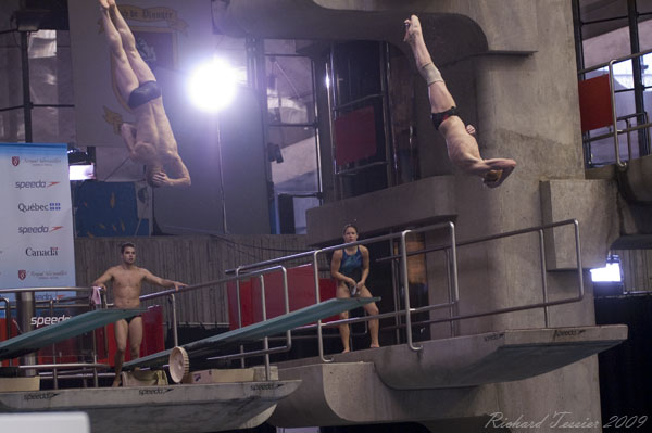 KONICA MINOLTA DIGITAL CAMERA;02 mai 2009; Canada; Centre sportif du stade olympique; Coupe Canada 2009; entrainement; Meaghan Benfeito - Canada; Montreal; Province de Quebec; Reuben Ross - Canada; Roseline Filion - Canada; Ãmilie Heymans - Canada